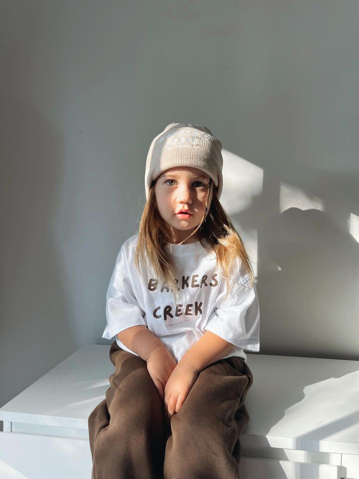 Oversized Brown on white tee