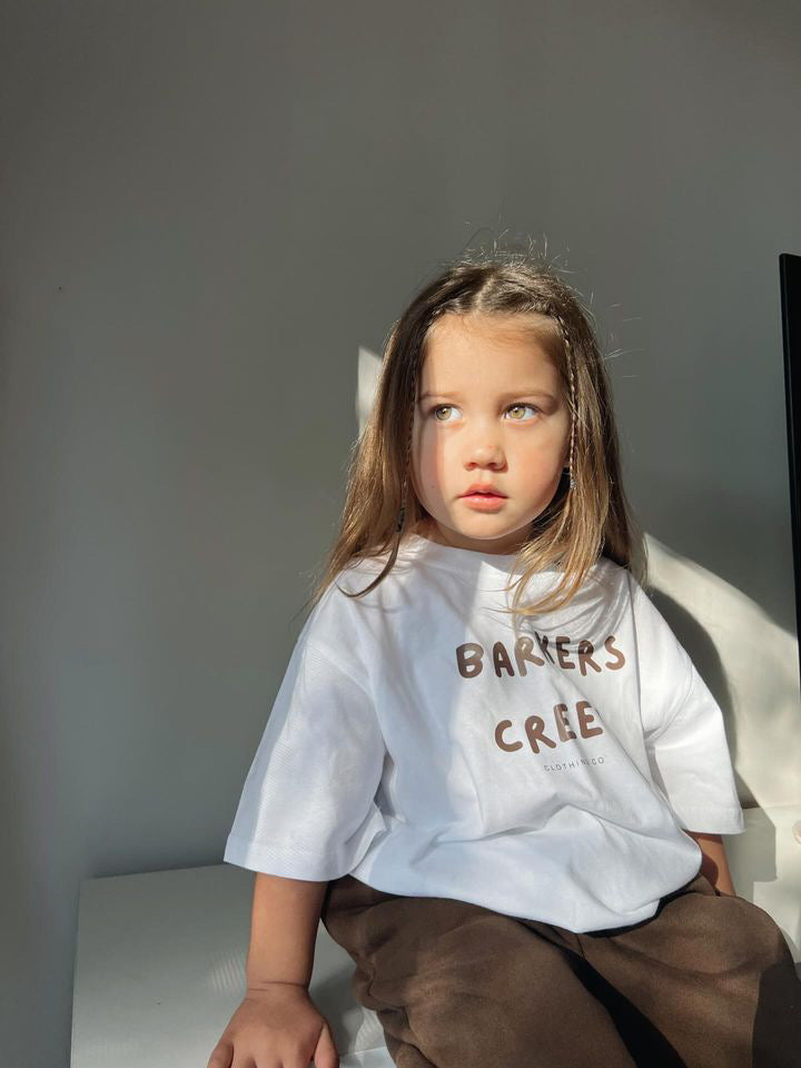 Oversized Brown on white tee