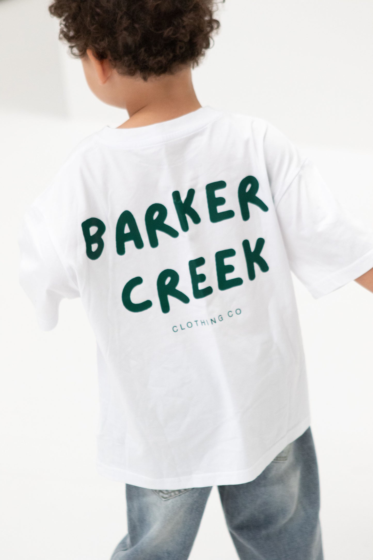 Oversized Emerald green on white tee