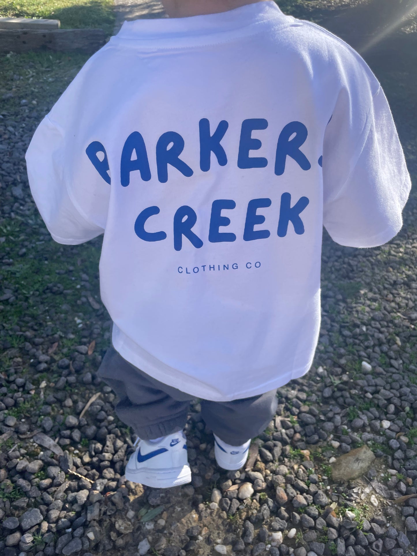 Oversized Blue on white tee